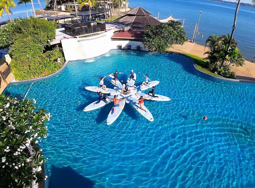 Kota Kinabalu: 5 Star Shangri-La Tanjung Aru Hotel SUP Yoga - Getting comfortable on the board